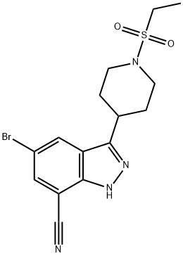 1H-Indazole-7-carbonitrile, 5-broMo-3-[1-(ethylsulfonyl)-4-piperidinyl]- Struktur