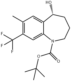 1H-1-Benzazepine-1-carboxylic acid, 2,3,4,5-tetrahydro-5-hydroxy-7-Methyl-8-(trifluoroMethyl)-, 1,1-diMethylethyl ester, (5R)- Struktur