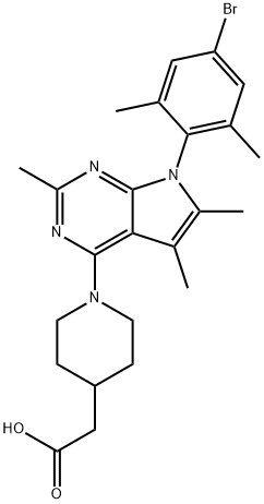 4-Piperidineacetic acid, 1-[7-(4-broMo-2,6-diMethylphenyl)-2,5,6-triMethyl-7H-pyrrolo[2,3-d]pyriMidin-4-yl]- Struktur