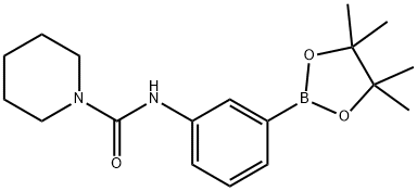 N-(3-(4,4,5,5-Tetramethyl-1,3,2-dioxaborolan-2-yl)phenyl)piperidine-1-carboxamide Struktur