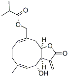 2-Methylpropanoic acid [(3aS,4R,5E,9E,11aR)-2,3,3a,4,7,8,11,11a-octahydro-4-hydroxy-6-methyl-3-methylene-2-oxocyclodeca[b]furan-10-yl]methyl ester Struktur