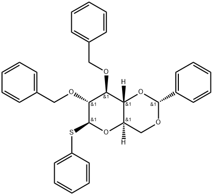 B-D-Glucopyranoside,phenyl2,3-bis-O-(phenylmethyl)-4,6-O-[(R)-phenylmethylene]-1-thio- Struktur