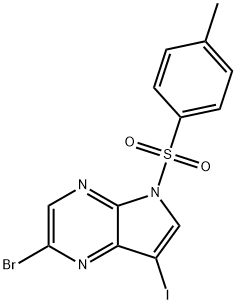 2-bromo-7-iodo-5-tosyl-5H-pyrrolo[2,3-b]pyrazine Struktur