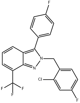 2H-Indazole, 2-[(2-chloro-4-fluorophenyl)Methyl]-3-(4-fluorophenyl)-7-(trifluoroMethyl)- Struktur