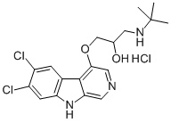 2-Propanol, 1-((6,7-dichloro-9H-pyrido(3,4-b)indol-4-yl)oxy)-3-((1,1-d imethylethyl)amino)-, hydrochloride Struktur