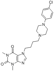 1H-Purine-2,6-dione, 3,7-dihydro-7-(4-(4-(4-chlorophenyl)-1-piperaziny l)butyl)-1,3-dimethyl-, Struktur