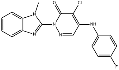 3(2H)-Pyridazinone,  4-chloro-5-[(4-fluorophenyl)amino]-2-(1-methyl-1H-benzimidazol-2-yl)- Struktur