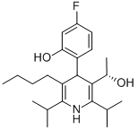 3-Pyridinemethanol, 5-butyl-4-(4-fluoro-2-hydroxyphenyl)-a-methyl-2,6-bis(1-methylethyl)-, (aS)- Struktur