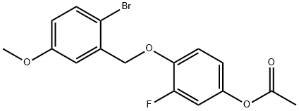 4-[(2-bromo-5-methoxybenzyl)oxy]-3-fluorophenyl acetate Struktur