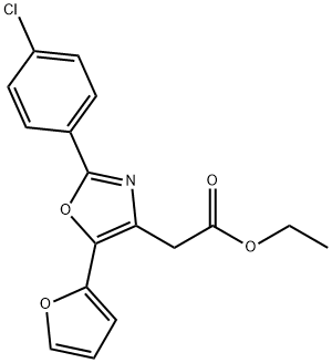 4-Oxazoleacetic acid, 2-(4-chlorophenyl)-5-(2-furanyl)-, ethyl ester Struktur