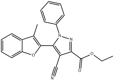 1H-Pyrazole-3-carboxylic  acid,  4-cyano-5-(3-methyl-2-benzofuranyl)-1-phenyl-,  ethyl  ester Struktur