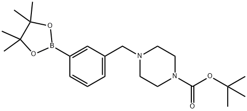 tert-butyl 4-(3-(4,4,5,5-tetramethyl-1,3,2-dioxaborolan-2-yl)benzyl)piperazine-1-carboxylate Struktur