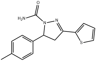 3-(Thiophen-2-yl)-5-p-tolyl-4,5-dihydro-1H-pyrazole-1-carboxamide Struktur