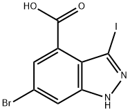 1H-Indazole-4-carboxylic acid, 6-broMo-3-iodo- Struktur