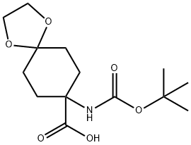 8-N-BOC-AMINO-1,4-DIOXA-SPIRO[4.5]DECANE-8-CARBOXYLIC ACID
 Struktur