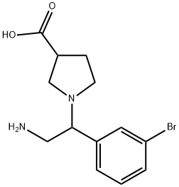 1-[2-AMINO-1-(3-BROMO-PHENYL)-ETHYL]-PYRROLIDINE-3-CARBOXYLIC ACID
 Struktur