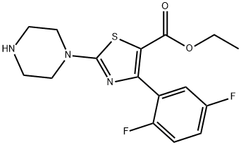 ETHYL 2-PIPERAZINE-4-(2,5-DIFLUORO)PHENYL THIAZOLE-5-CARBOXYLATE Struktur