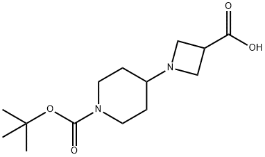 1-{1-[(tert-butoxy)carbonyl]piperidin-4-yl}azetidine-3-carboxylic acid Struktur