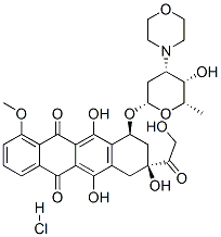 (8S,10S)-6,8,11-trihydroxy-8-(2-hydroxyacetyl)-10-[(2S,4S,5S,6S)-5-hydroxy-6-methyl-4-morpholin-4-yl-oxan-2-yl]oxy-1-methoxy-9,10-dihydro-7H-tetracene-5,12-dione hydrochloride Struktur