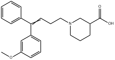 3-Piperidinecarboxylic acid, 1-(4-(3-methoxyphenyl)-4-phenyl-3-butenyl )- Struktur