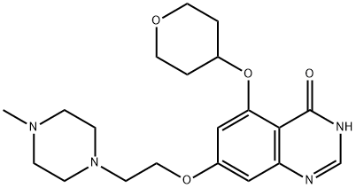 4(3H)-Quinazolinone, 7-[2-(4-Methyl-1-piperazinyl)ethoxy]-5-[(tetrahydro-2H-pyran-4-yl)oxy]- Struktur