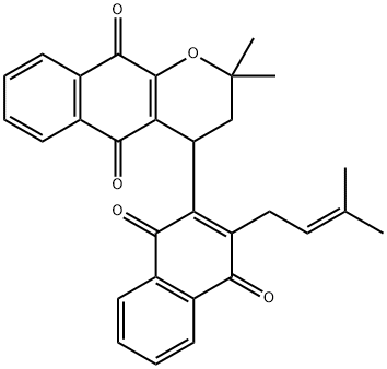 4-[1,4-Dihydro-3-(3-methyl-2-butenyl)-1,4-dioxonaphthalen-2-yl]-3,4-dihydro-2,2-dimethyl-2H-naphtho[2,3-b]pyran-5,10-dione Struktur