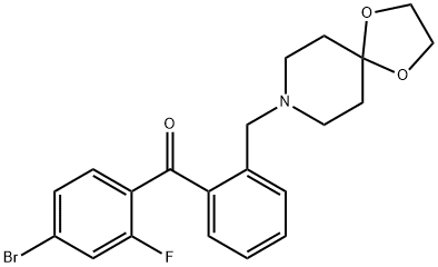 4-BROMO-2'-[8-(1,4-DIOXA-8-AZASPIRO[4.5]DECYL)METHYL]-2-FLUOROBENZOPHENONE Struktur