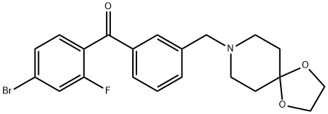 4-BROMO-3'-[8-(1,4-DIOXA-8-AZASPIRO[4.5]DECYL)METHYL]-2-FLUOROBENZOPHENONE Struktur