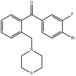 4-BROMO-3-FLUORO-2'-THIOMORPHOLINOMETHYL BENZOPHENONE Struktur