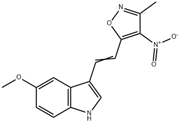 5-methoxy-3-[(E)-2-(3-methyl-4-nitro-5-isoxazolyl)ethenyl]-1H-indole Struktur