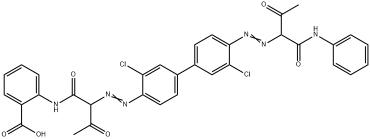 Benzoic acid,2-[[2-[[3,3'-dichloro-4'-[[2-oxo-1-[(phenylamino)carbonyl] propyl]azo] [1,1'-biphenyl]-4-yl] azo]-1,3-dioxobutyl] amino]- Struktur