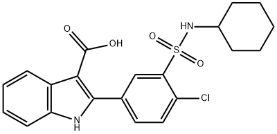 1H-Indole-3-carboxylic  acid,  2-[4-chloro-3-[(cyclohexylamino)sulfonyl]phenyl]- Struktur