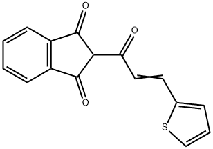 2-[(E)-3-(2-thienyl)-2-propenoyl]-1H-indene-1,3(2H)-dione Struktur