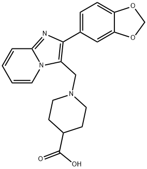 1-(2-BENZO[1,3]DIOXOL-5-YL-IMIDAZO[1,2-A]PYRIDIN-3-YLMETHYL)-PIPERIDINE-4-CARBOXYLIC ACID Struktur