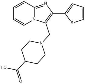 1-(2-THIOPHEN-2-YL-IMIDAZO[1,2-A]PYRIDIN-3-YLMETHYL)-PIPERIDINE-4-CARBOXYLIC ACID Struktur