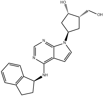 (1S,2S,4R)-4-[4-[[(1S)-2,3-Dihydro-1H-inden-1-yl]aMino]-7H-pyrrolo[2,3-d]pyriMidin-7-yl]-2-hydroxy-cyclopentaneMethanol Struktur