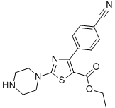 ETHYL 2-PIPERAZINE-4-(4-CYANO)PHENYL THIAZOLE-5-CARBOXYLATE Struktur