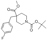 1-BOC-4-[(4-FLUOROPHENYL)METHYL]-4-PIPERIDINECARBOXYLIC ACID METHYL ESTER Struktur