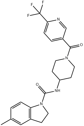 5-METHYL-N-(1-([6-(TRIFLUOROMETHYL)PYRIDIN-3-YL]CARBONYL)PIPERIDIN-4-YL)INDOLINE-1-CARBOXAMIDE Struktur