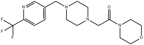 4-[(4-([6-(TRIFLUOROMETHYL)PYRIDIN-3-YL]METHYL)PIPERAZIN-1-YL)ACETYL]MORPHOLINE Struktur