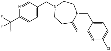 4-[(6-CHLOROPYRIDIN-3-YL)METHYL]-1-([6-(TRIFLUOROMETHYL)PYRIDIN-3-YL]METHYL)-1,4-DIAZEPAN-5-ONE Struktur