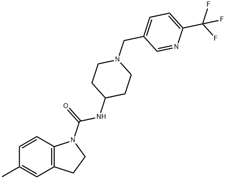 5-METHYL-N-(1-([6-(TRIFLUOROMETHYL)PYRIDIN-3-YL]METHYL)PIPERIDIN-4-YL)INDOLINE-1-CARBOXAMIDE Struktur