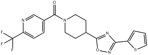 5-((4-[3-(2-THIENYL)-1,2,4-OXADIAZOL-5-YL]PIPERIDIN-1-YL)CARBONYL)-2-(TRIFLUOROMETHYL)PYRIDINE Struktur