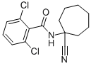 2,6-DICHLORO-N-(1-CYANO-CYCLOHEPTYL)-BENZAMIDE Struktur