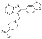 1-(2-BENZO[1,3]DIOXOL-5-YL-IMIDAZO[1,2-A]PYRIMIDIN-3-YLMETHYL)-PIPERIDINE-4-CARBOXYLIC ACID Struktur