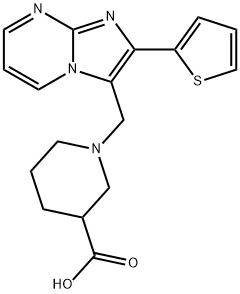 1-(2-THIOPHEN-2-YL-IMIDAZO[1,2-A]PYRIMIDIN-3-YLMETHYL)-PIPERIDINE-3-CARBOXYLIC ACID Struktur