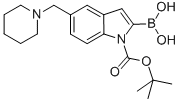 1H-Indole-1-carboxylic acid, 2-borono-5-(1-piperidinylmethyl)-, 1-(1,1-dimethylethyl) ester Struktur