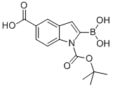 1H-Indole-1,5-dicarboxylic acid, 2-borono-, 1-(1,1-dimethylethyl) ester Struktur