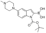 1H-Indole-1-carboxylic acid, 2-borono-5-(4-methyl-1-piperazinyl)-, 1-(1,1-dimethylethyl) ester Struktur