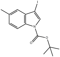 3-Iodo-5-methyl-1H-indole-1-carboxylic acid tert-butyl ester Struktur